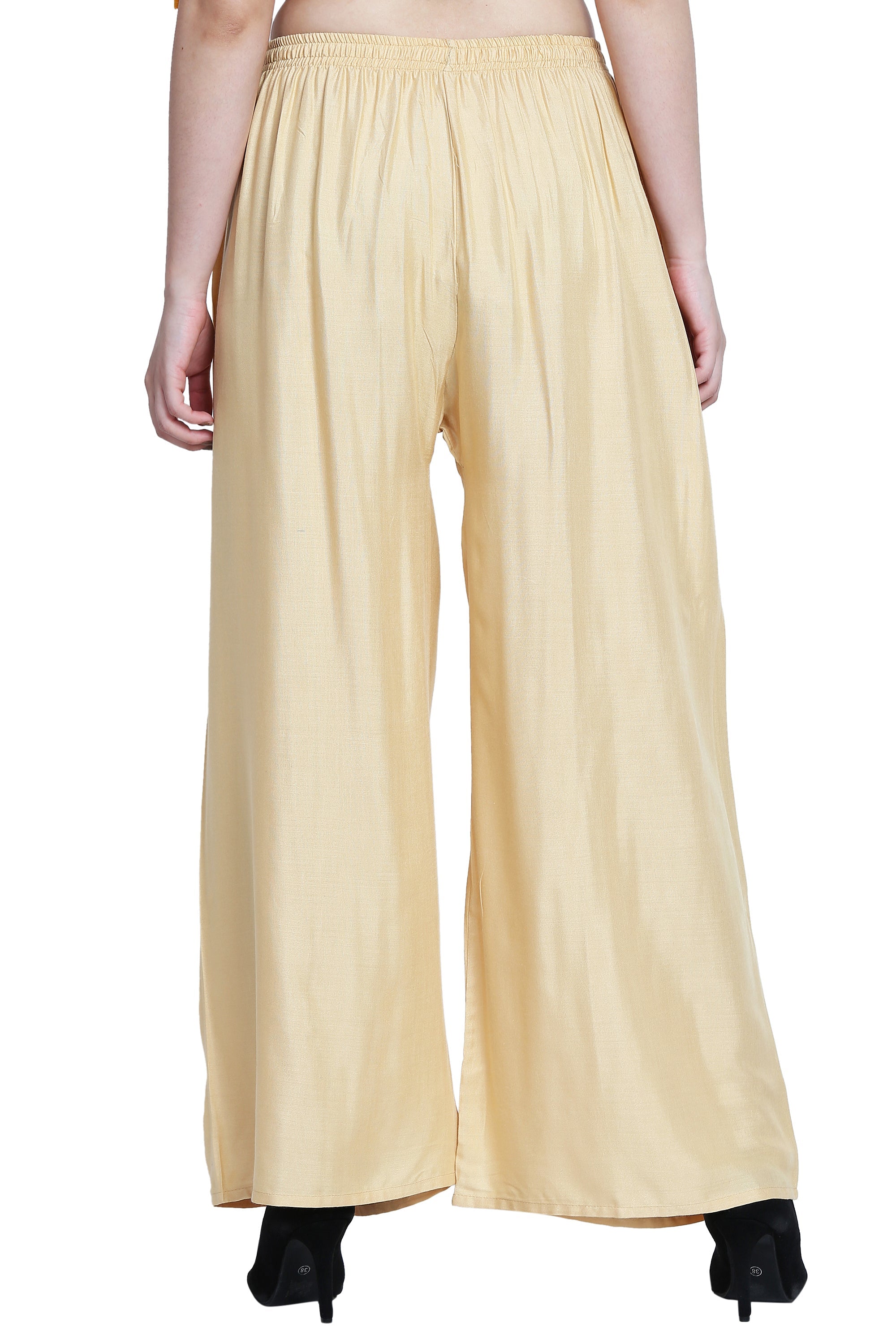 PAVONINE Beige Color Rayon Fabric Half Flared Sharara For Women