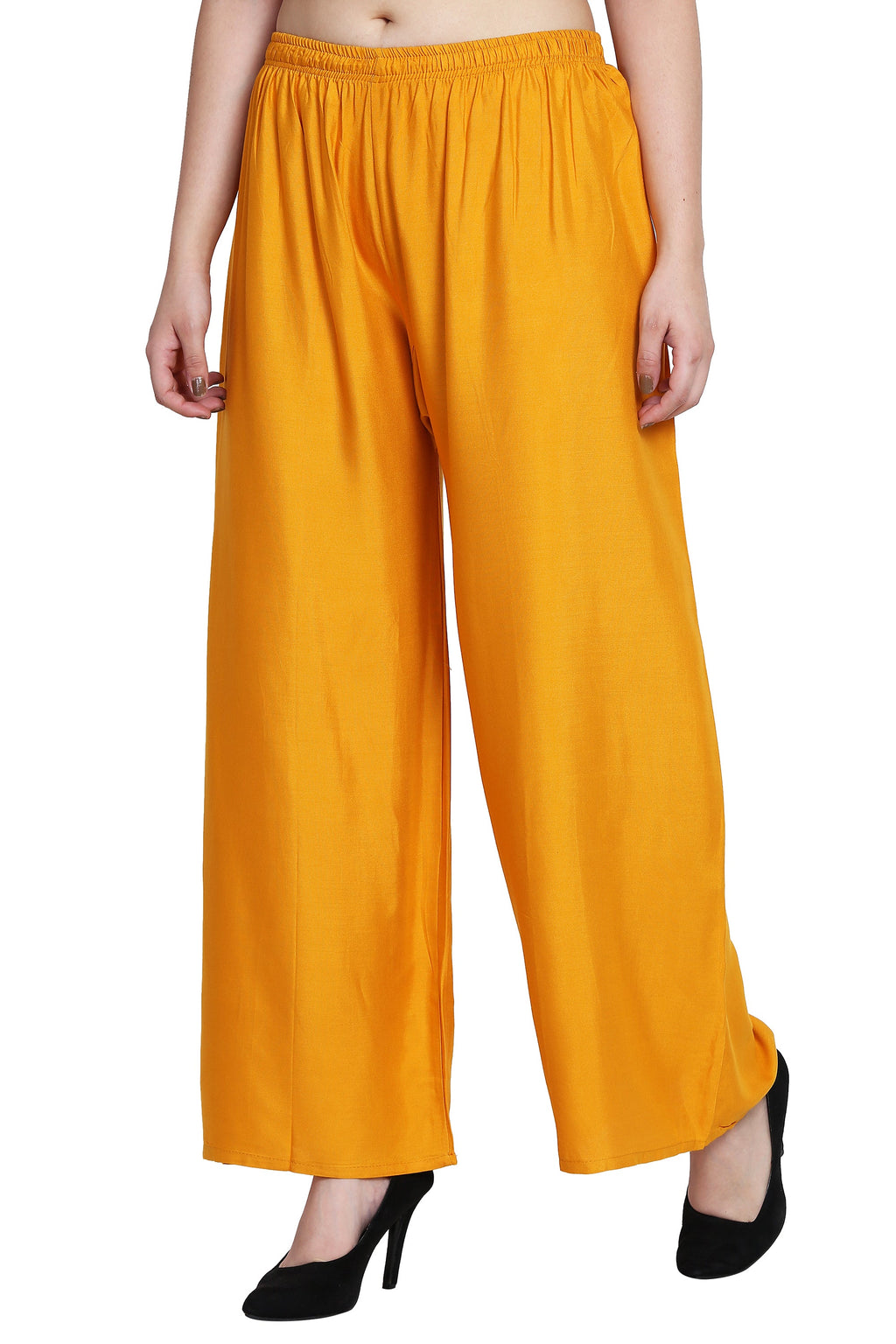 PAVONINE Mustard Color Rayon Fabric Half Flared Sharara For Women