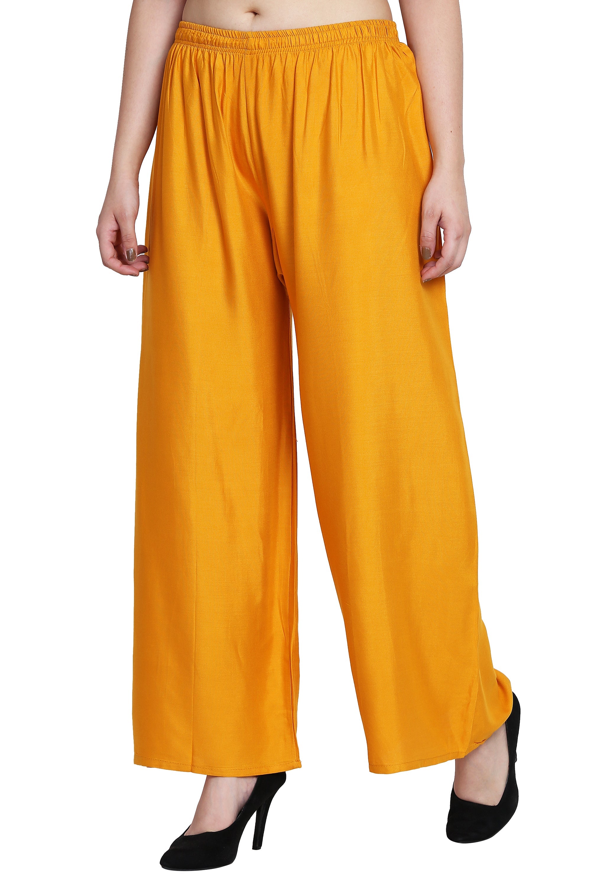 PAVONINE Mustard Color Rayon Fabric Half Flared Sharara For Women