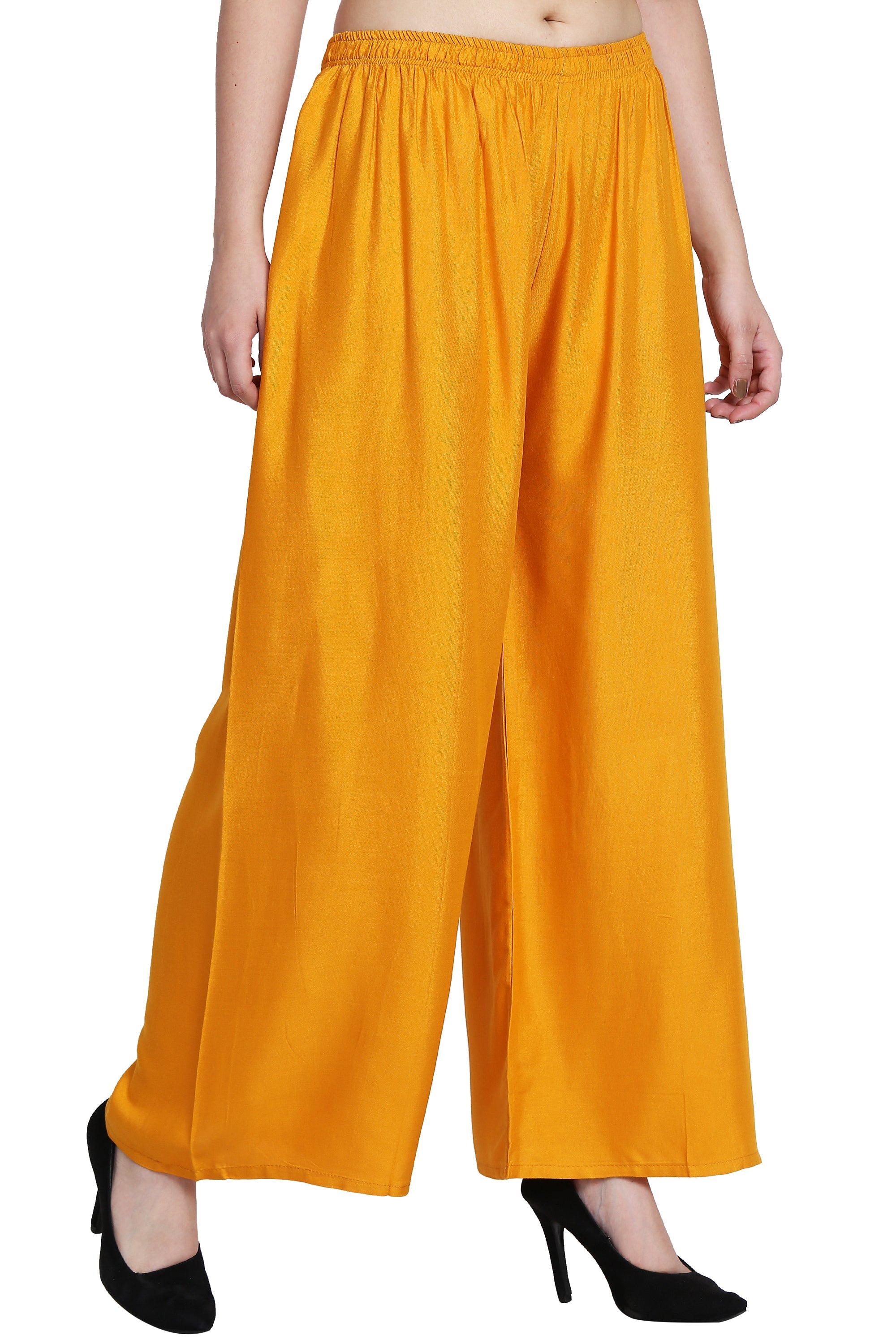 PAVONINE Mustard Color Rayon Fabric Half Flared Sharara For Women