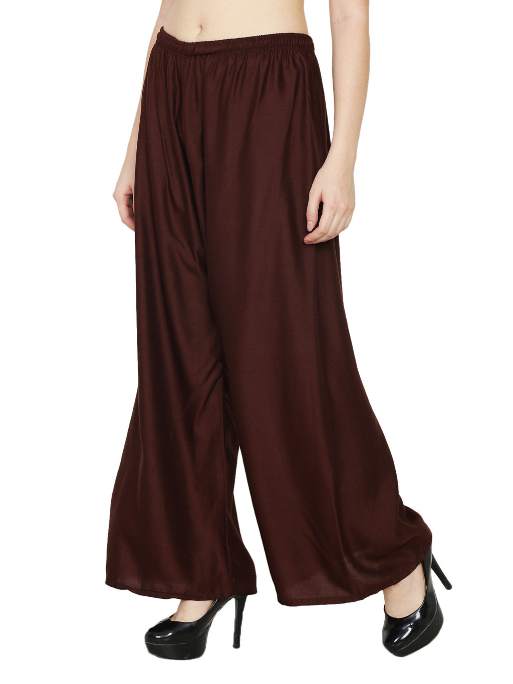 PAVONINE Brown Color Rayon Fabric Half Flared Sharara For Women
