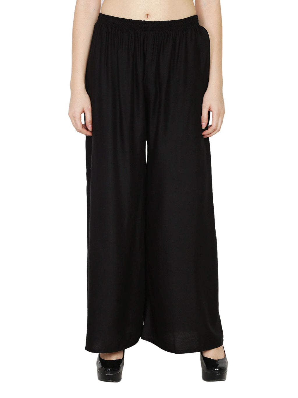 PAVONINE Black Color Rayon Fabric Half Flared Sharara For Women