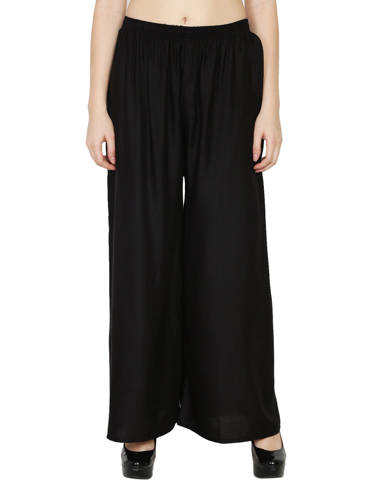 PAVONINE Black Color Rayon Fabric Half Flared Sharara For Women