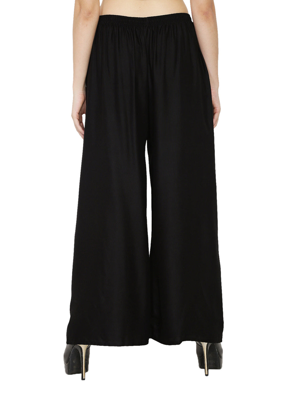 PAVONINE Black Color Rayon Fabric Half Flared Sharara For Women