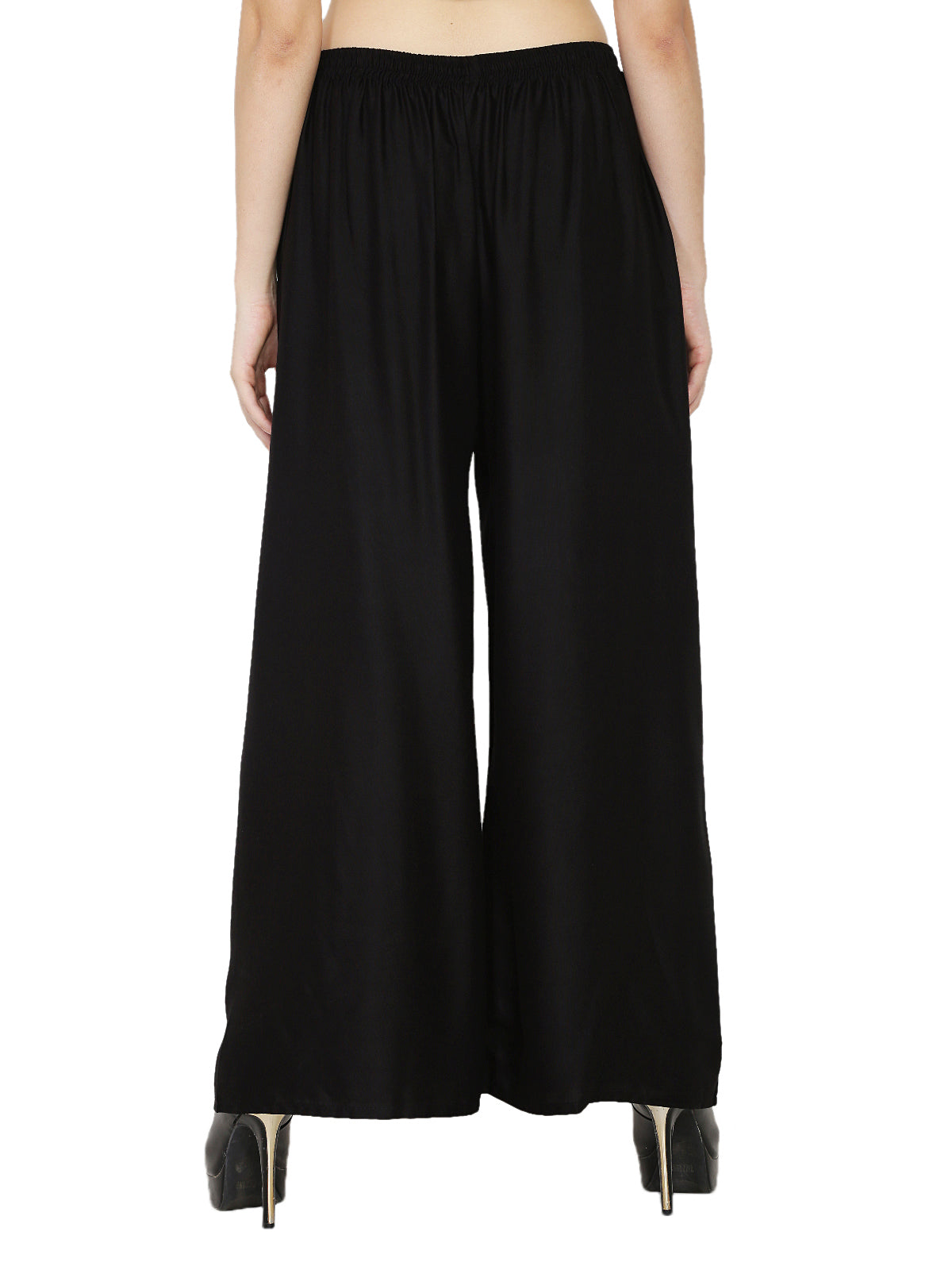 PAVONINE Black Color Rayon Fabric Half Flared Sharara For Women
