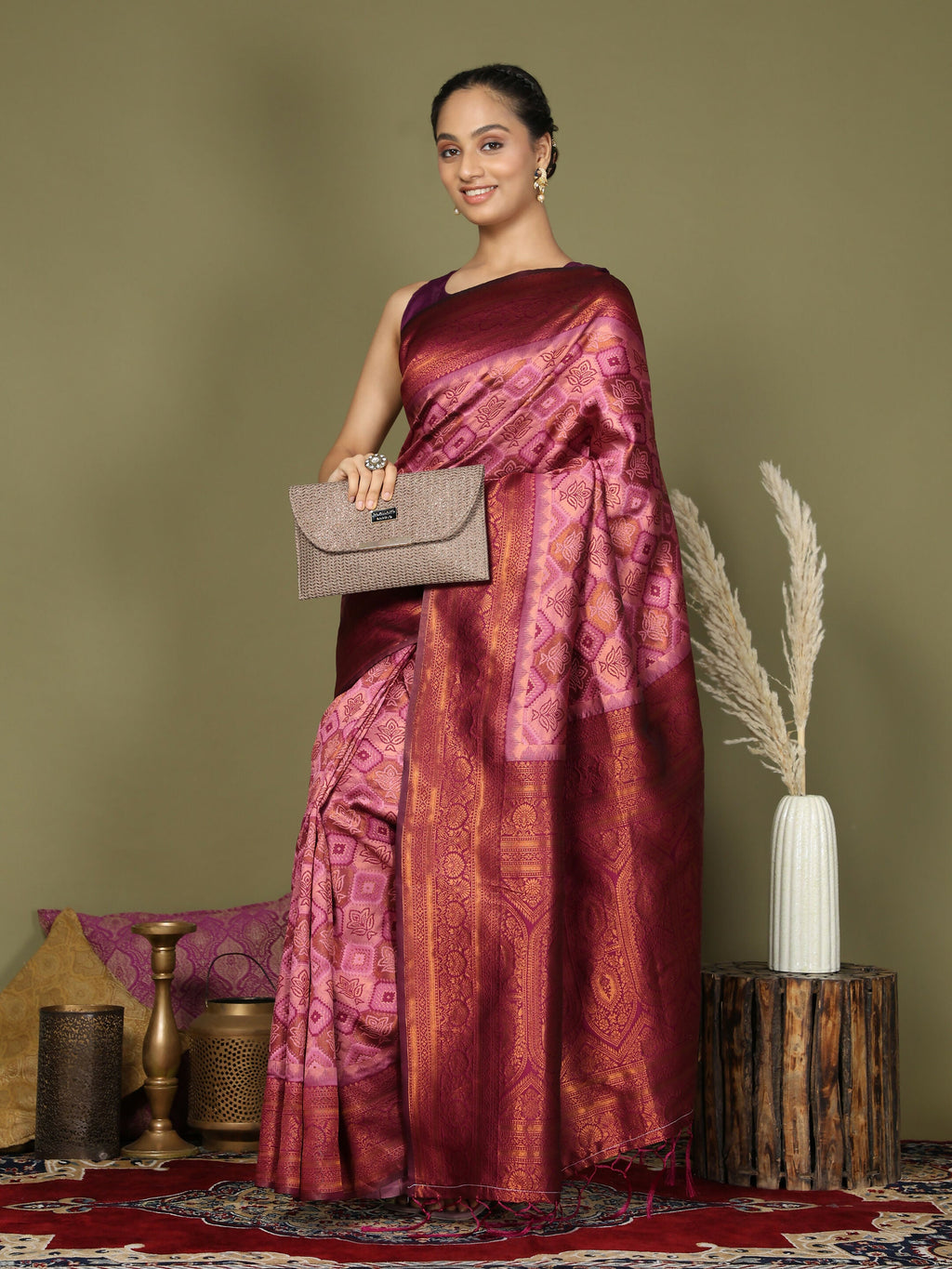 Shree Shyam Fashion Lichi Silk Light Pink Saree
