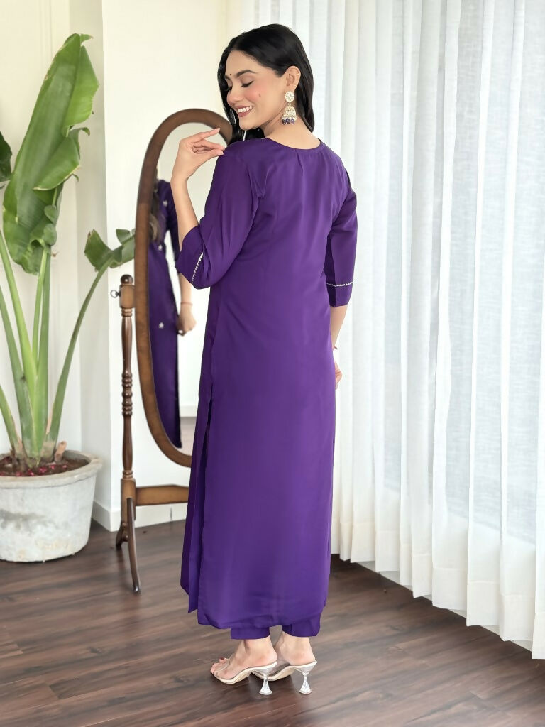 Blue Viscose Chanderi Stitched Suit With Dupatta - Tanisha