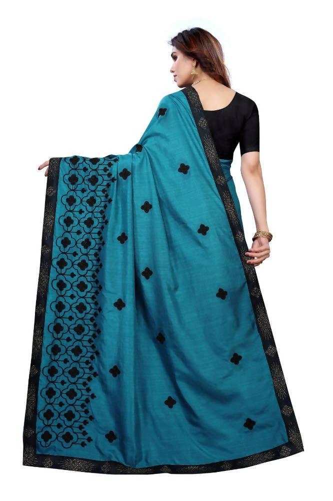 Vamika Rama Green Dola Silk Embroidery Saree