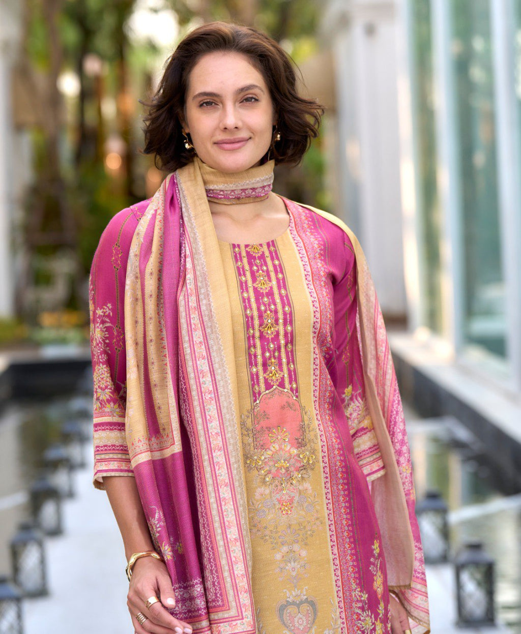 Prazu Fashion Pink Silk Blend Printed Designer Salwar Suit