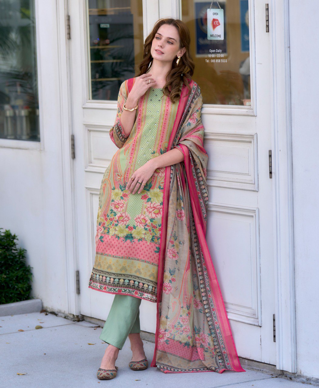 Prazu Fashion Light Green Silk Blend Designer Salwar Suit