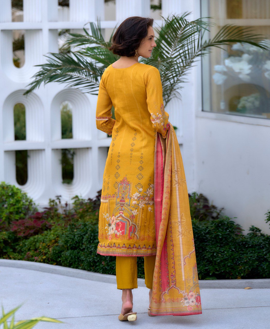 Prazu Fashion Yellow Silk Blend Embroidered Salwar Suit