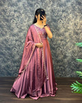 Prazu Fashion Onion Pink Silk Embroidered Gown With Dupatta
