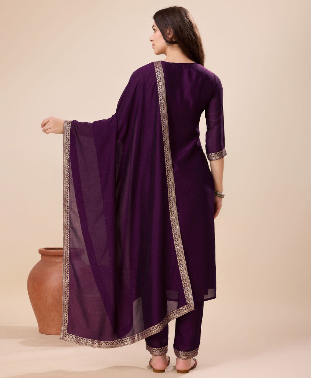 Prazu Fashion Purple Vichitra Silk Jacquard Salwar Suit