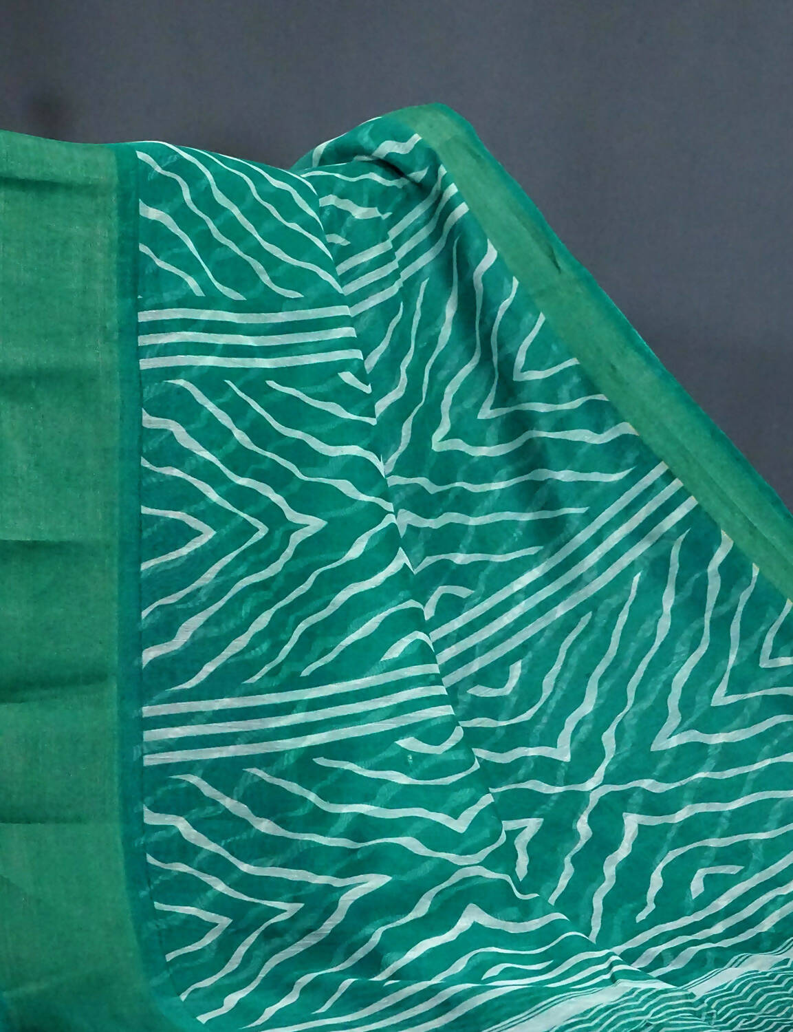 Shades Of Leaf Green With Lehariya Design Semi Chanderi Saree By Gayathri Reddy Designer Studio