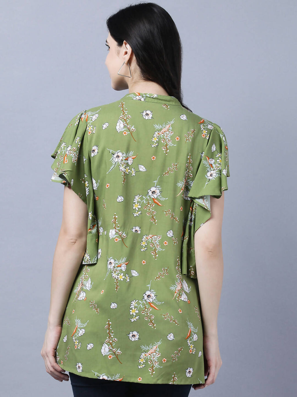 Myshka Stylish Green Viscose Short Sleeve Women's Top