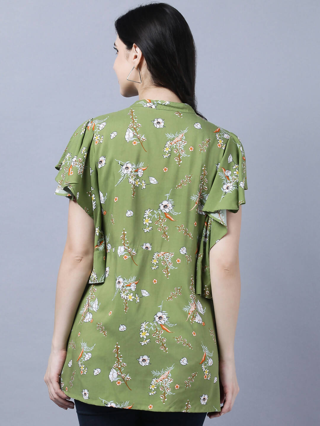 Myshka Stylish Green Viscose Short Sleeve Women's Top