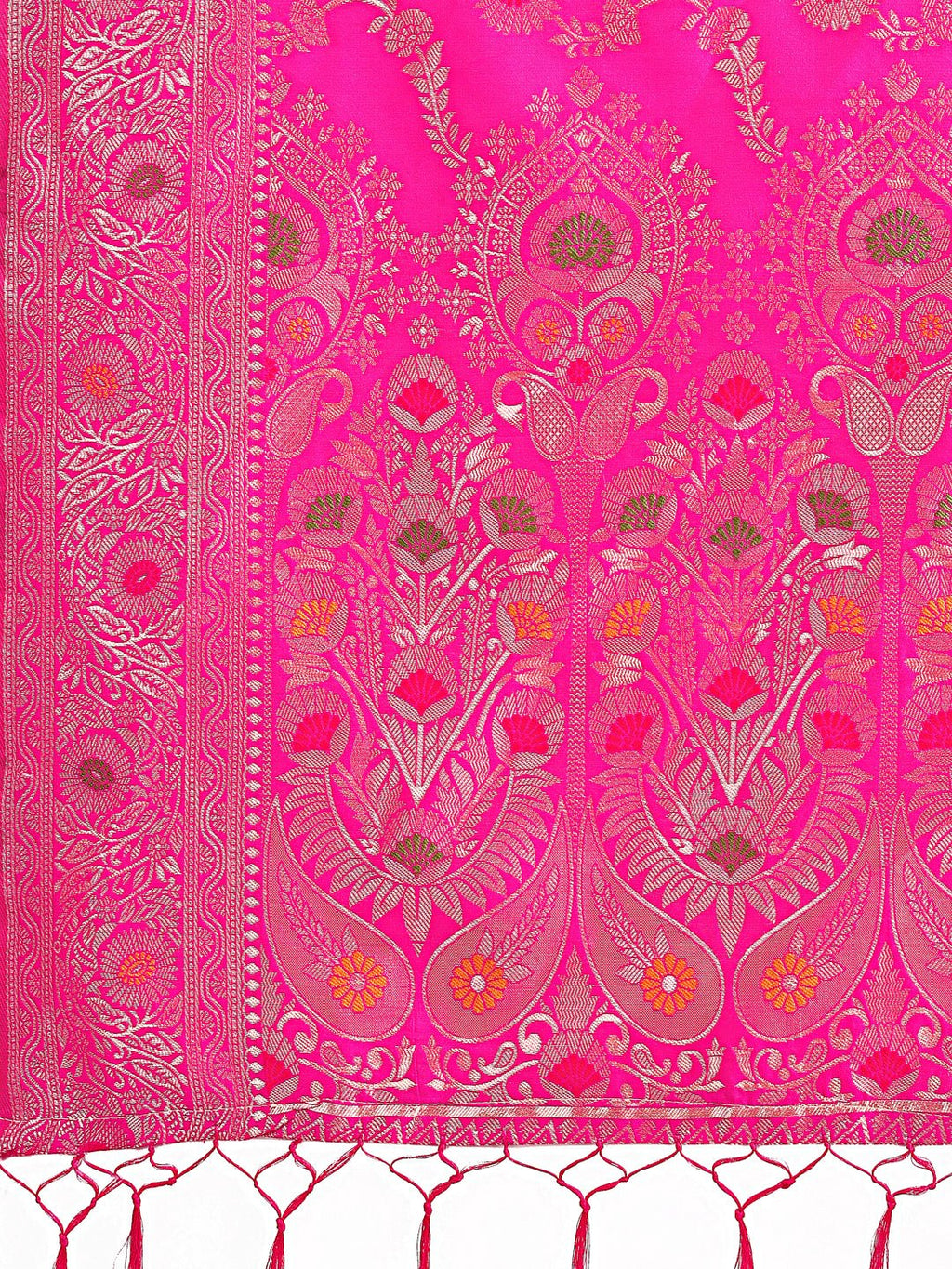Shree Shyam Fashion Pink Banarasi Silk Saree with Floral Zari Weaving - Festive Traditional Elegance for Weddings & Celebrations