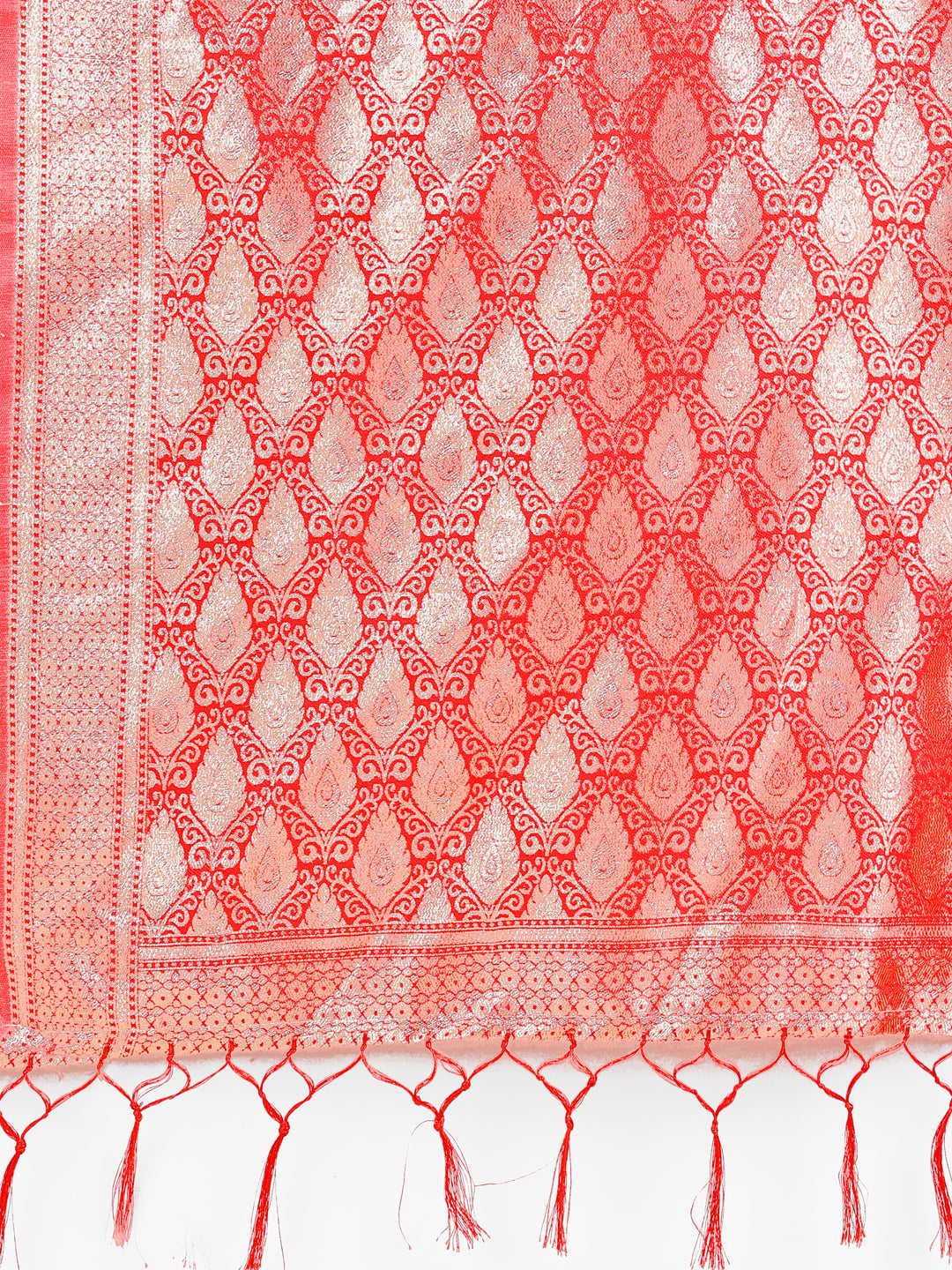 Shree Shyam Fashion Elegant Maroon Banarasi Cotton Saree with Zari Leaf Motifs and Rich Pallu - Traditional Indian Saree for Festive & Wedding Wear