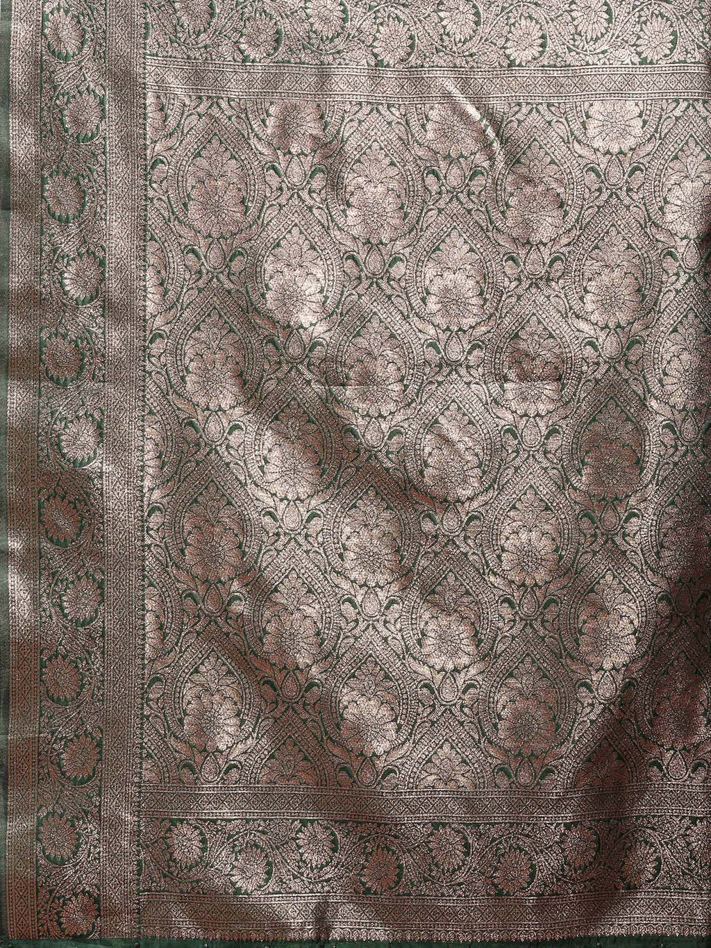 Shree Shyam Fashion Dark Green Banarasi Silk Saree with Zari Weaving - A Timeless Tale of Elegance