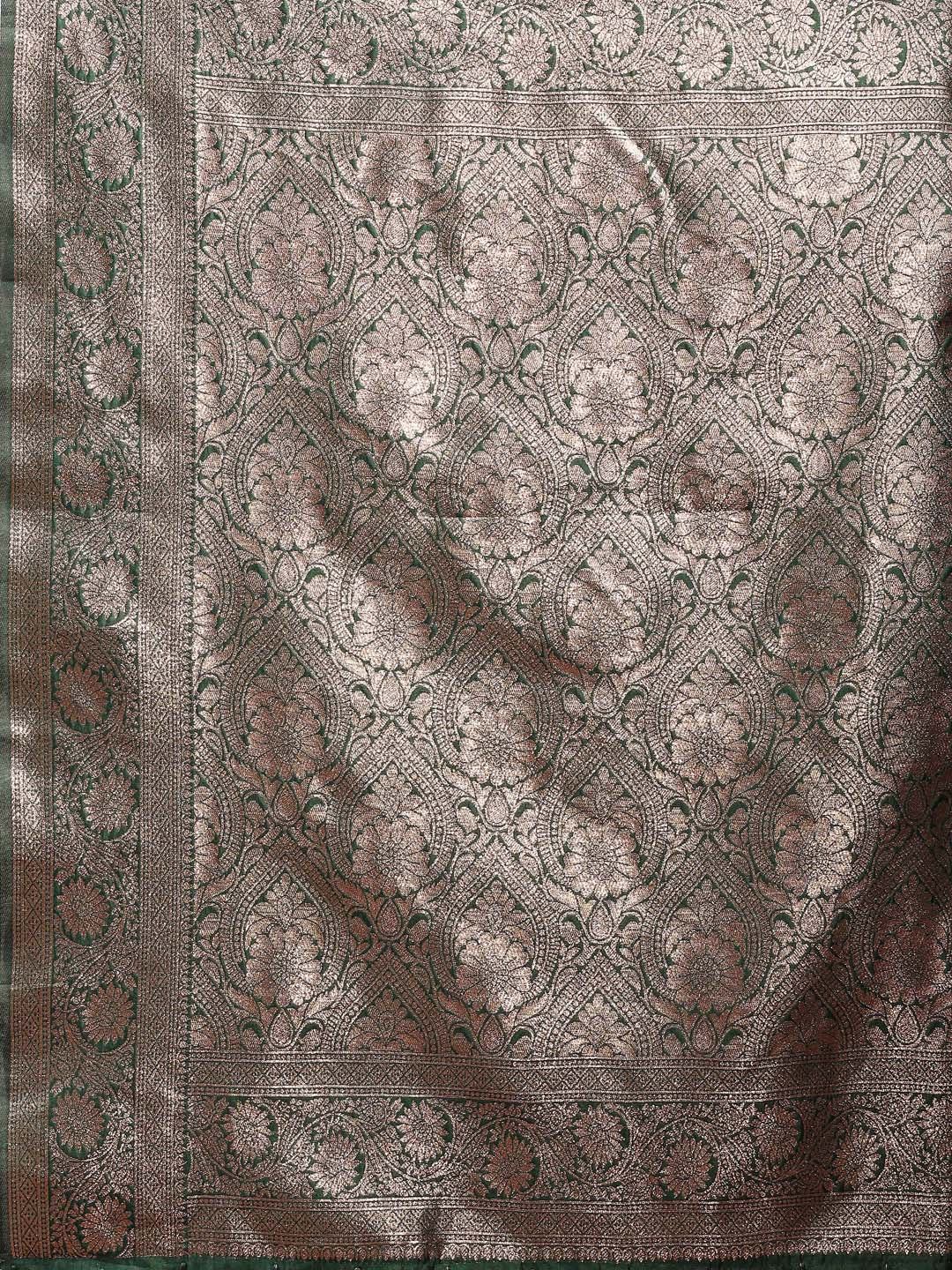 Shree Shyam Fashion Dark Green Banarasi Silk Saree with Zari Weaving - A Timeless Tale of Elegance