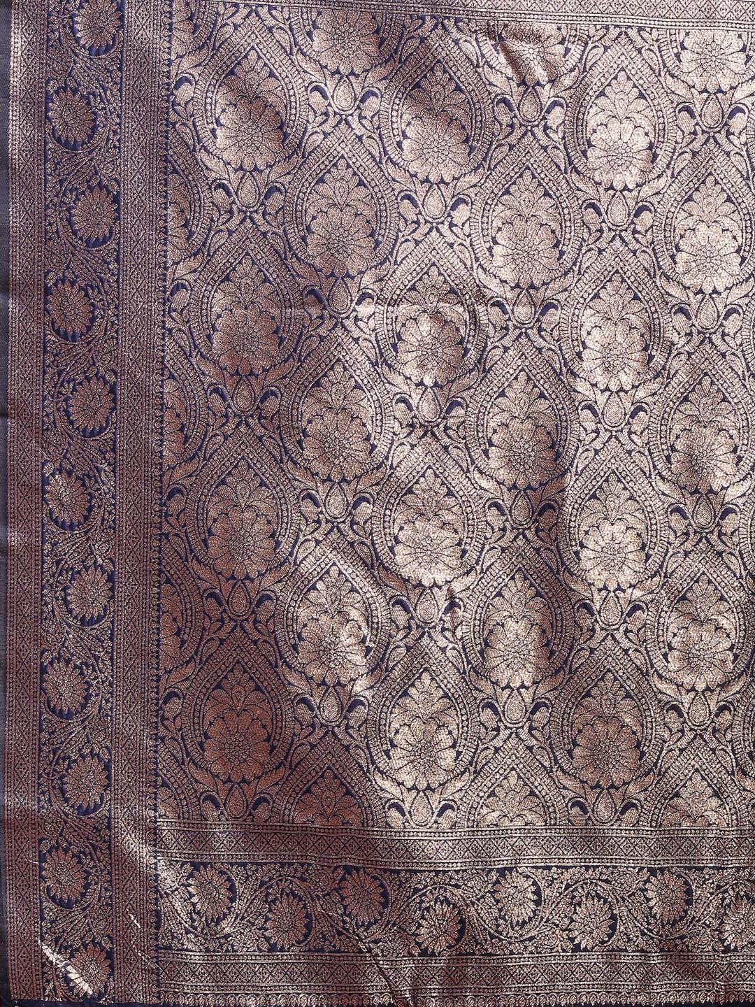 Shree Shyam Fashion Navy Blue Banarasi Silk Saree with Zari Weaving - A Timeless Tale of Elegance