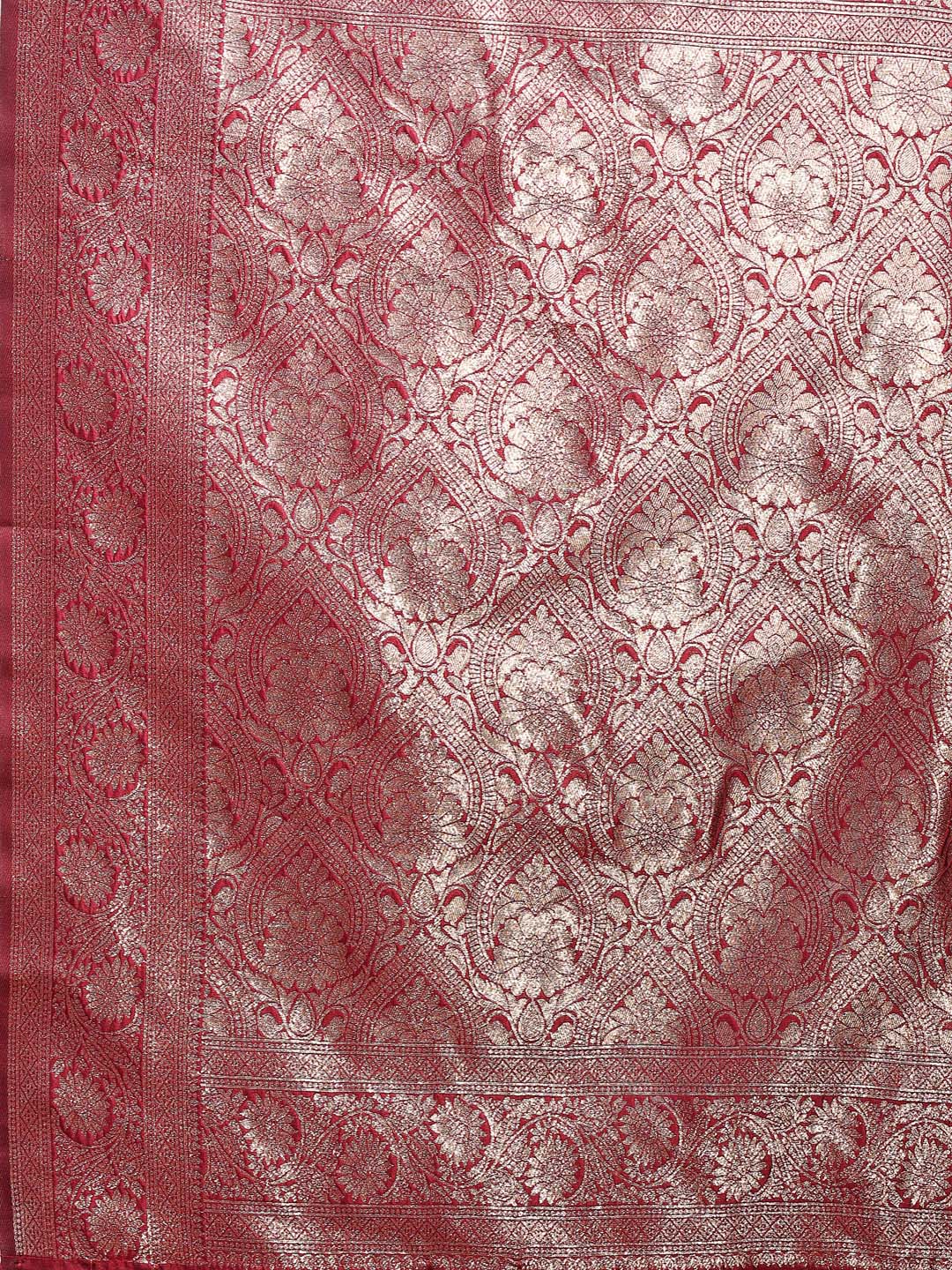 Shree Shyam Fashion Maroon Banarasi Silk Saree with Zari Weaving - A Timeless Tale of Elegance