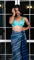 Noroke Silk Metallic Sheen Silk Sarong - Blue