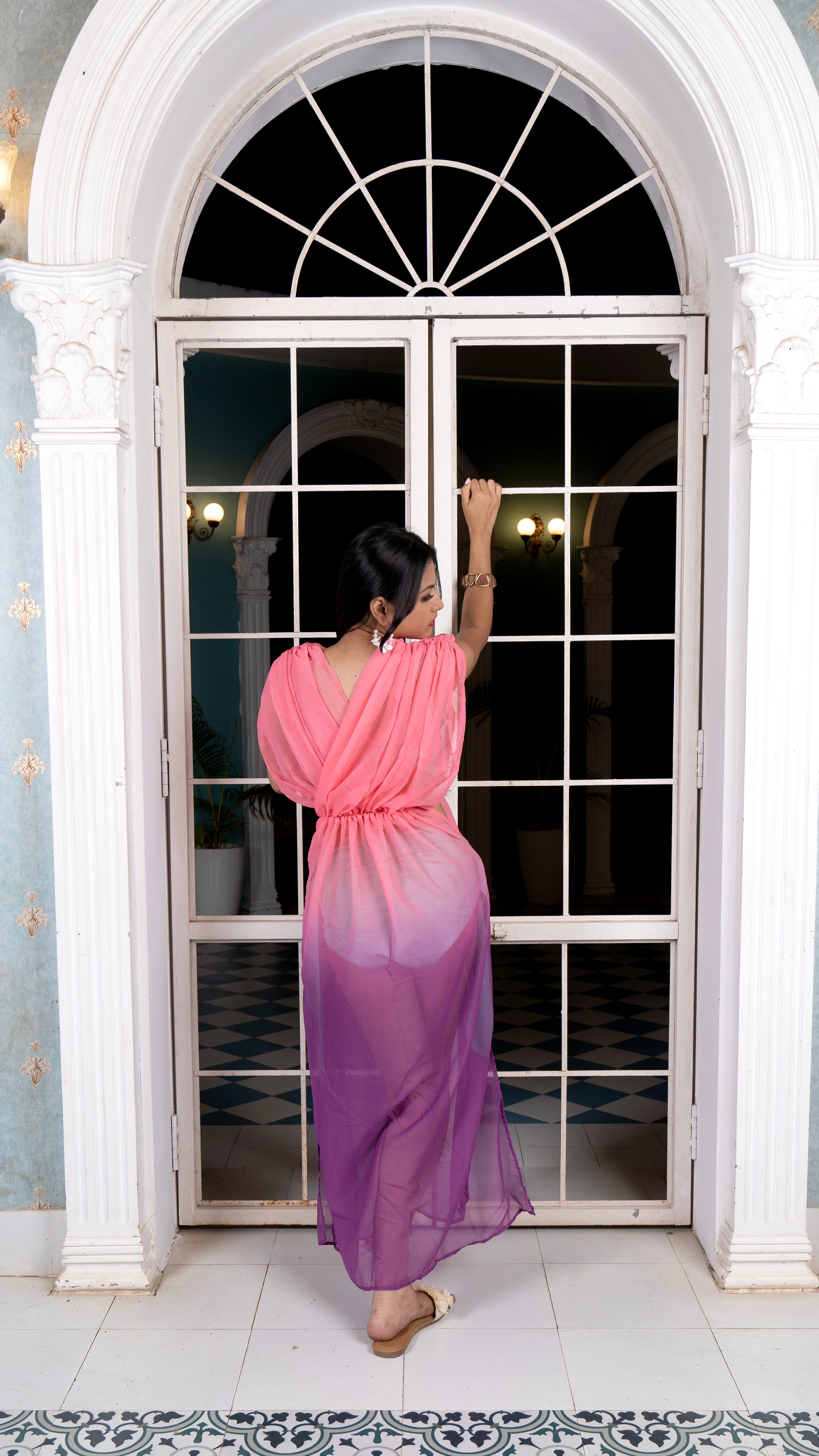 Noroke Flat Sheer Sheer Wrap Beachwear Cover Up Dress - Ombre
