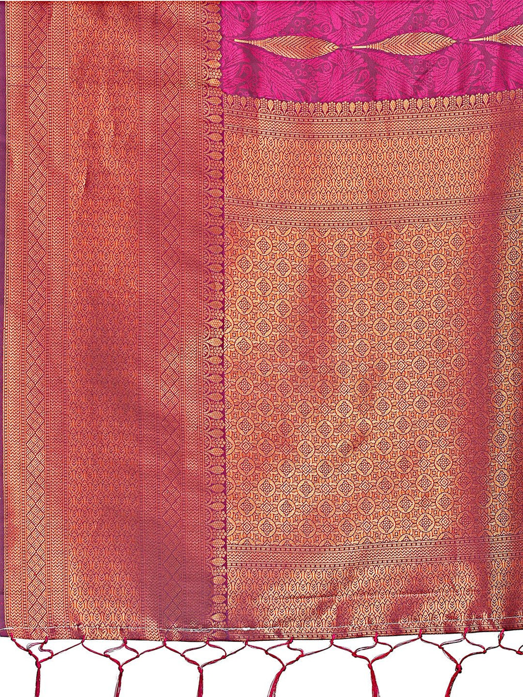 Shree Shyam Fashion Purple Linen Cotton Saree with Golden Zari Leaf Woven Design & Rich Pallu - Festive Wear | Office Look | Soft Drape