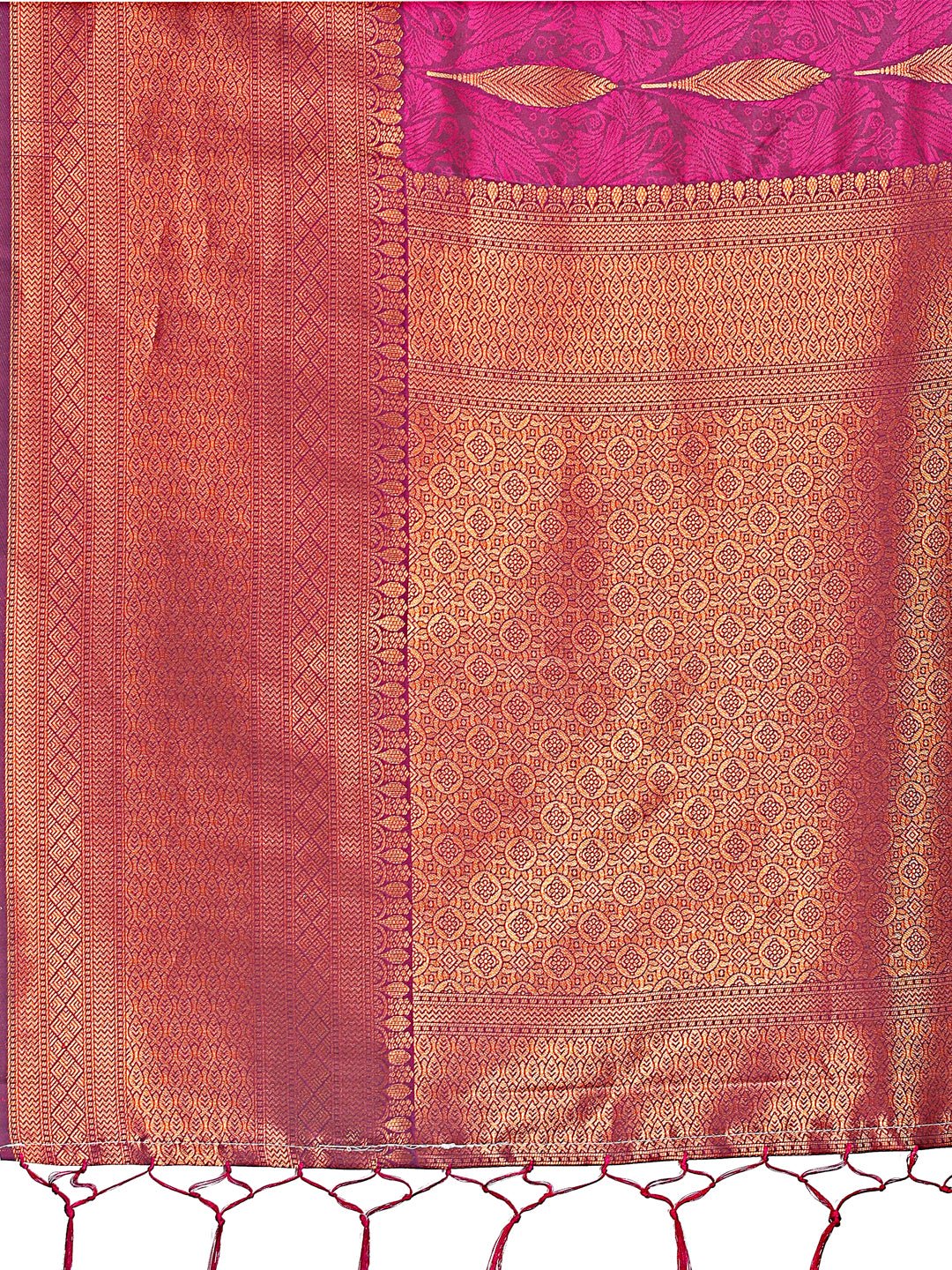 Shree Shyam Fashion Purple Linen Cotton Saree with Golden Zari Leaf Woven Design & Rich Pallu - Festive Wear | Office Look | Soft Drape