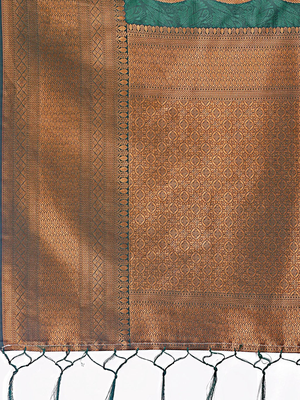 Shree Shyam Fashion Green Linen Cotton Saree with Golden Zari Leaf Woven Design & Rich Pallu - Festive Wear | Office Look | Soft Drape