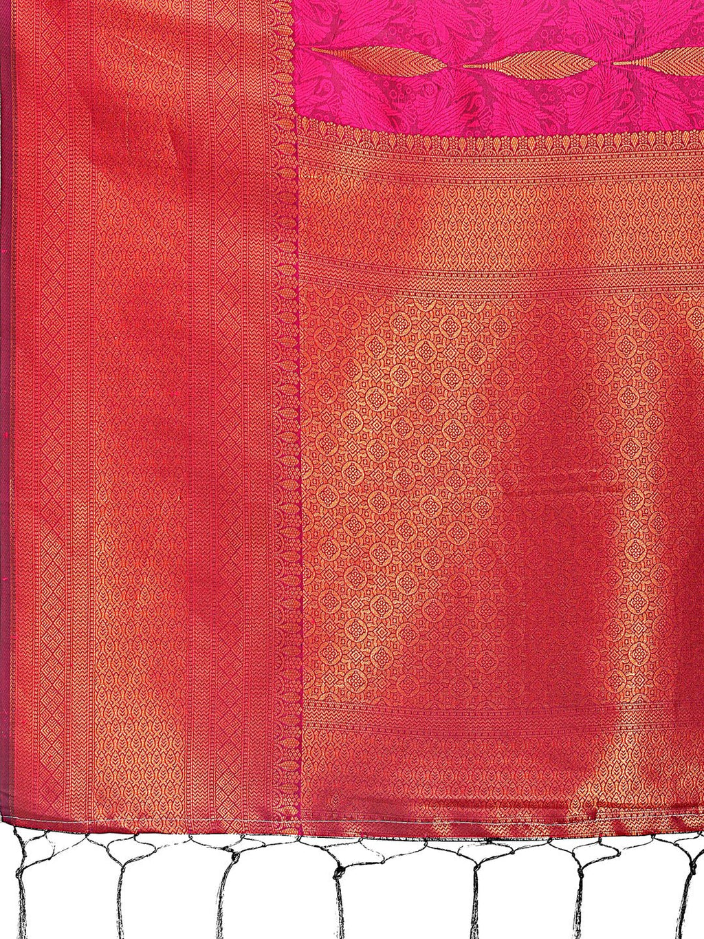 Shree Shyam Fashion Magenta Linen Cotton Saree with Golden Zari Leaf Woven Design & Rich Pallu - Festive Wear | Office Look | Soft Drape