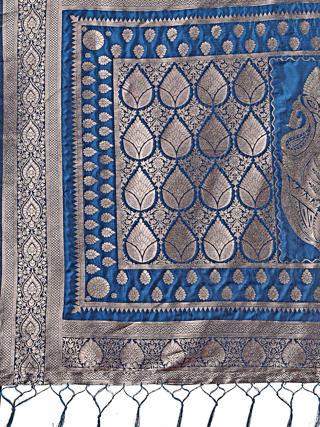 Shree Shyam Fashion Graceful Royal Blue Banarasi Silk Saree with Silver Zari - Perfect Ethnic Wear for Weddings & Festive Moments
