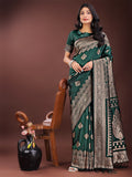 Shree Shyam Fashion Graceful Green Banarasi Silk Saree with Silver Zari - Perfect Ethnic Wear for Weddings & Festive Moments