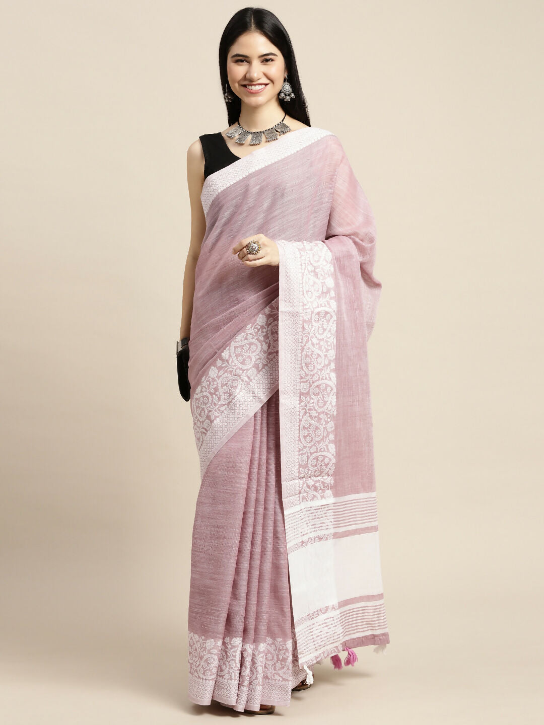 Shree Shyam Fashion Linen Purple Saree