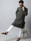 Even Apparels Brown Color Pure Cotton Men's Kurta With Band Collar (CHK1185)