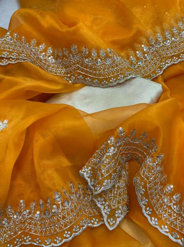 Vamsee Shirovastra Yellow Organza Saree