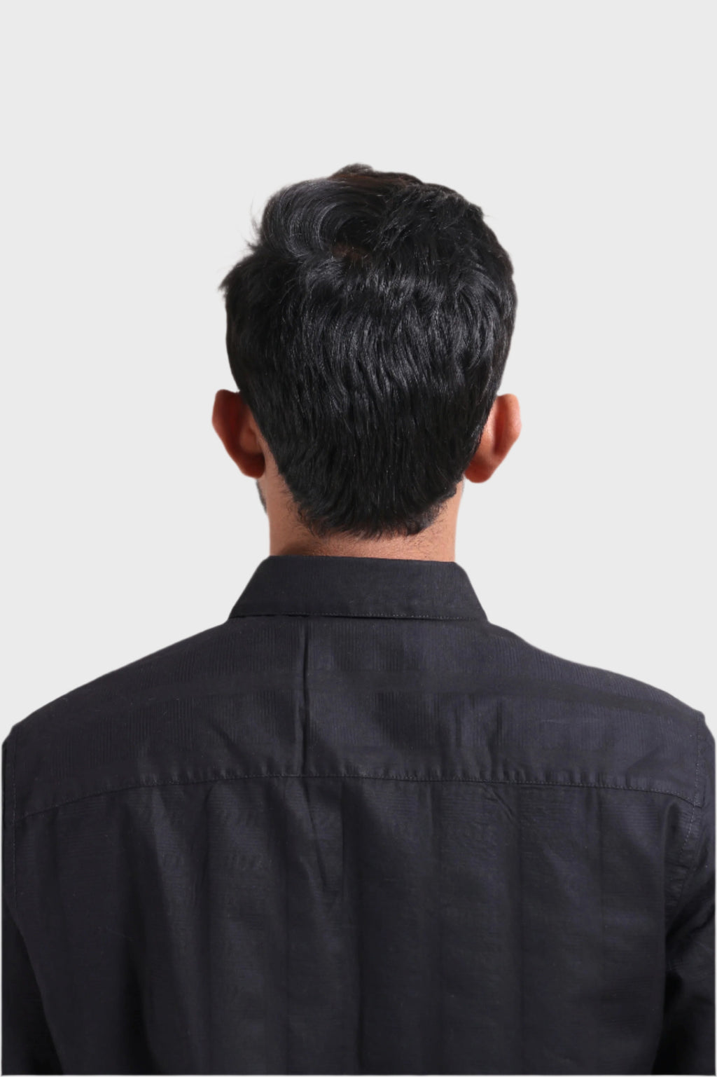 Xkind Men's Black Dobby Srtiped Slim Fit Formal Shirt