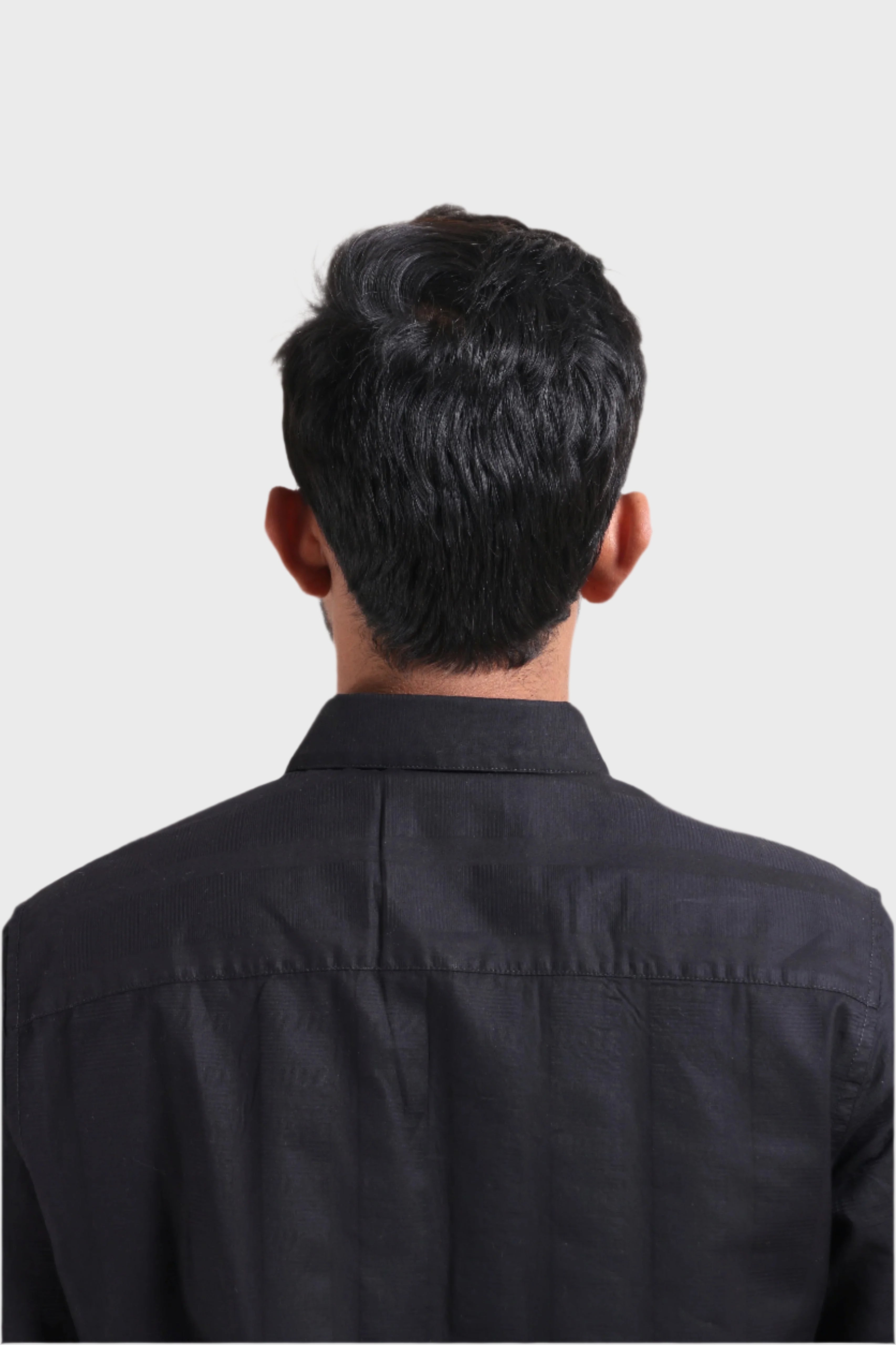 Xkind Men's Black Dobby Srtiped Slim Fit Formal Shirt