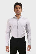 Jonesburg Light Grey Satin Slub Slim Fit Shirt