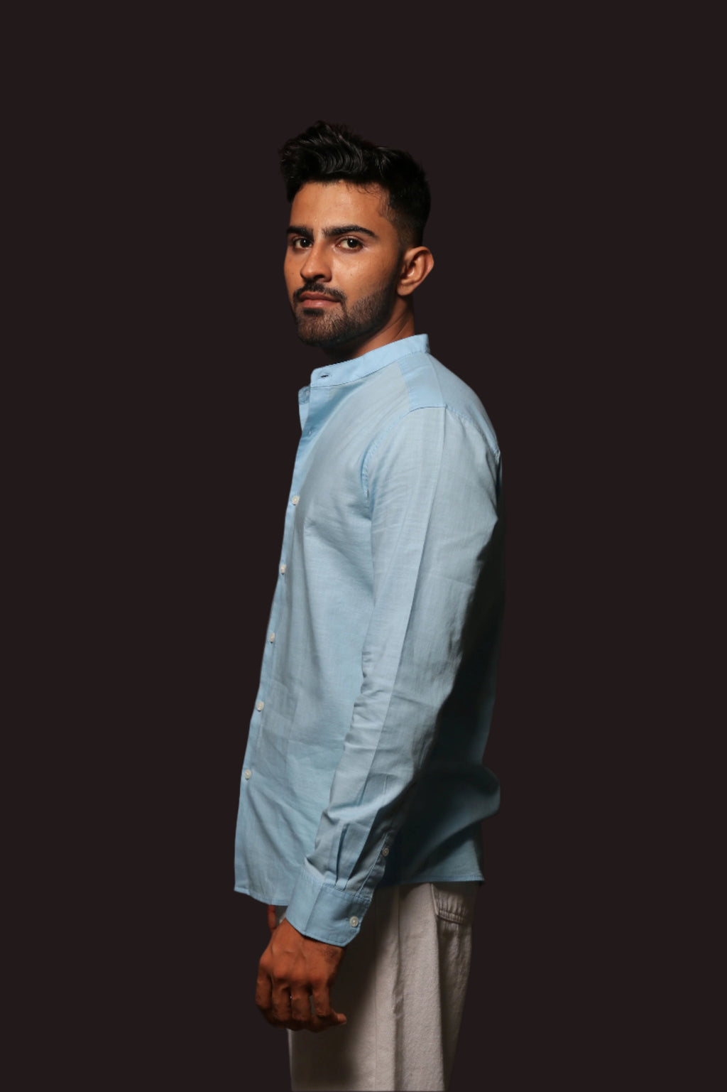 Jonesburg Sky Blue Slub Slim Fit Shirt