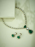 Nuyug 22K Gold-Plated Emerald Stone Centric Kundan Studded Minimal Necklace Set