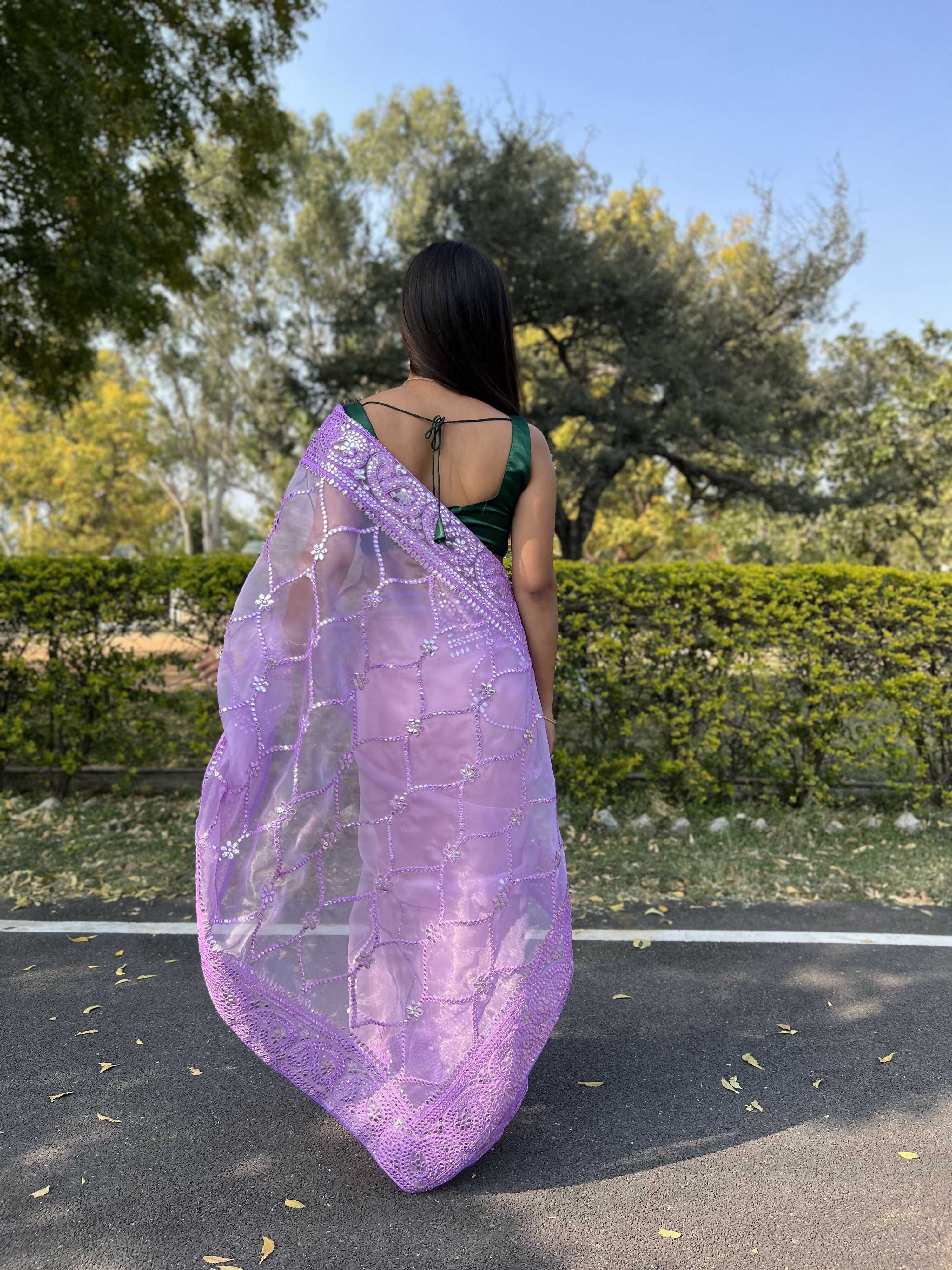 Vamsee Naina Purple Organza Saree