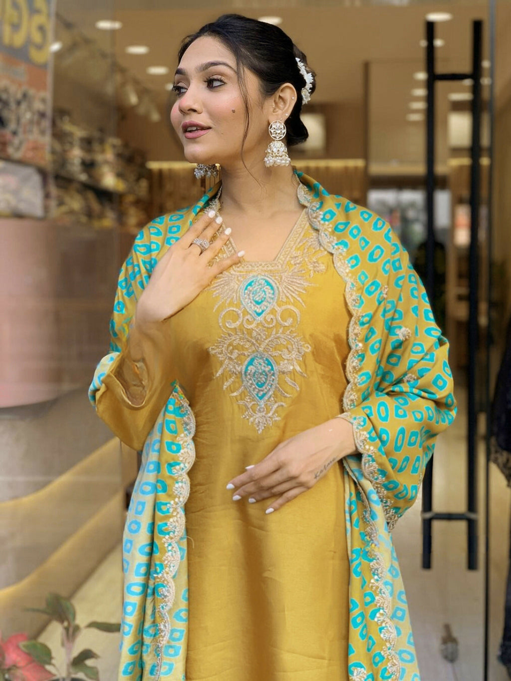 Partywear Designer Cotton Maroon Stitched Suit With Dupatta - Tanisha