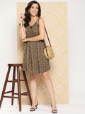 Yufta Abstract Printed Shoulder Straps A-Line Dress