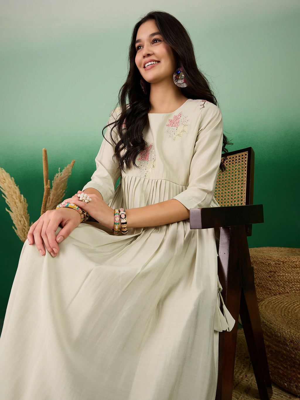 Green Embroidered Muslin Kurta and Trouser - Berlin