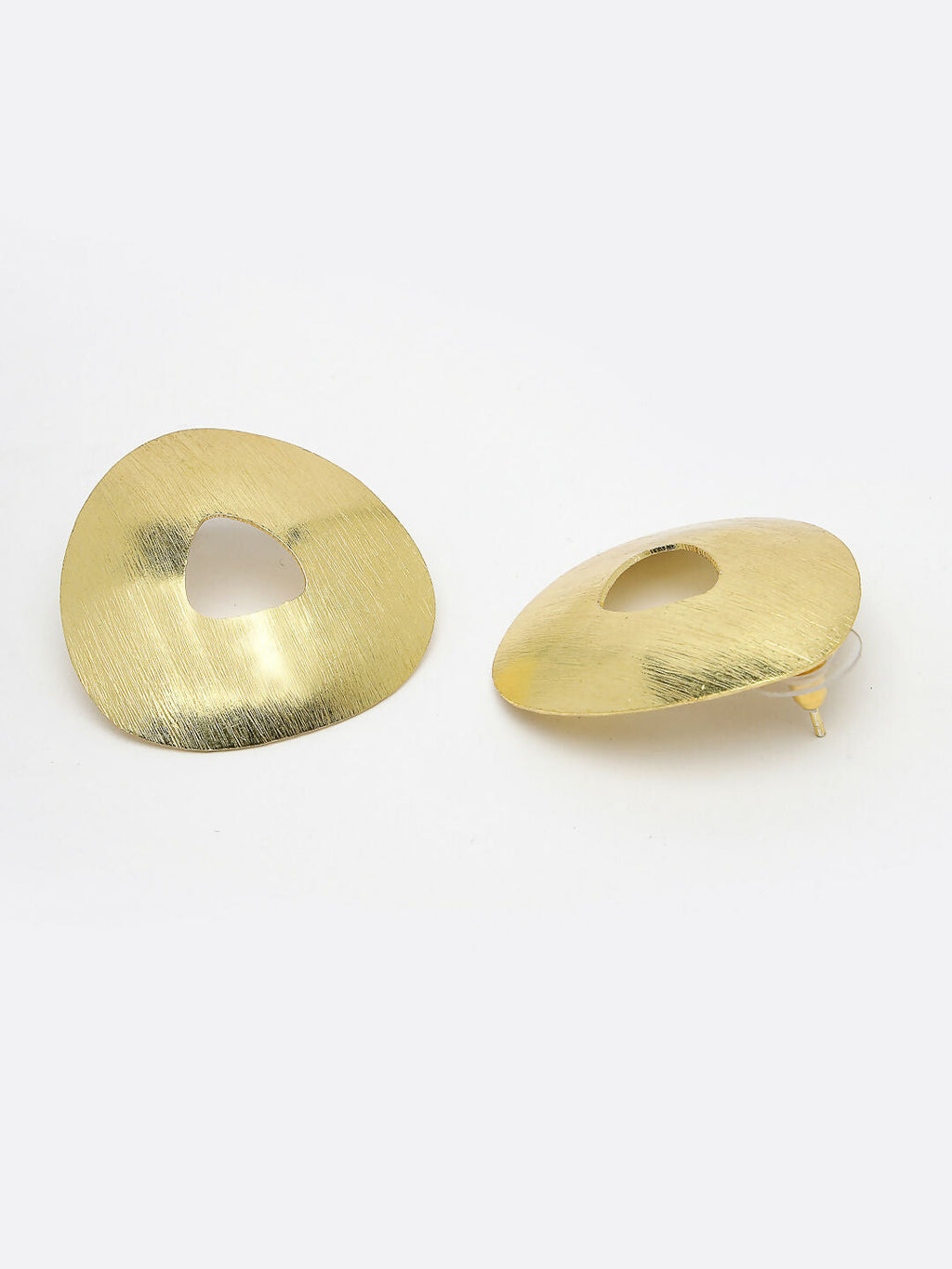 NVR Women Gold-Polished Alloy Triangular Drop Earrings
