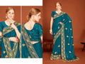 PR Fashion Morpeth Fendi Two Tone Silk Heavy Zari Embroidery Work With Zircon Work Saree