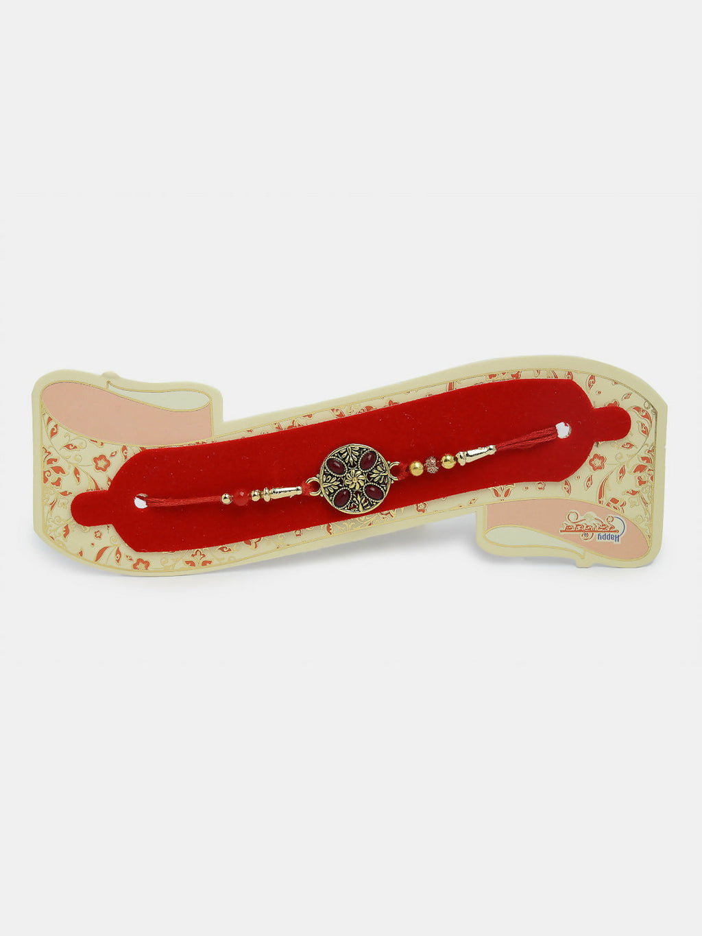 NVR Men Set of 4 Multicolor Stone-Studded Rakhi With Roli Chawal & Chocolate