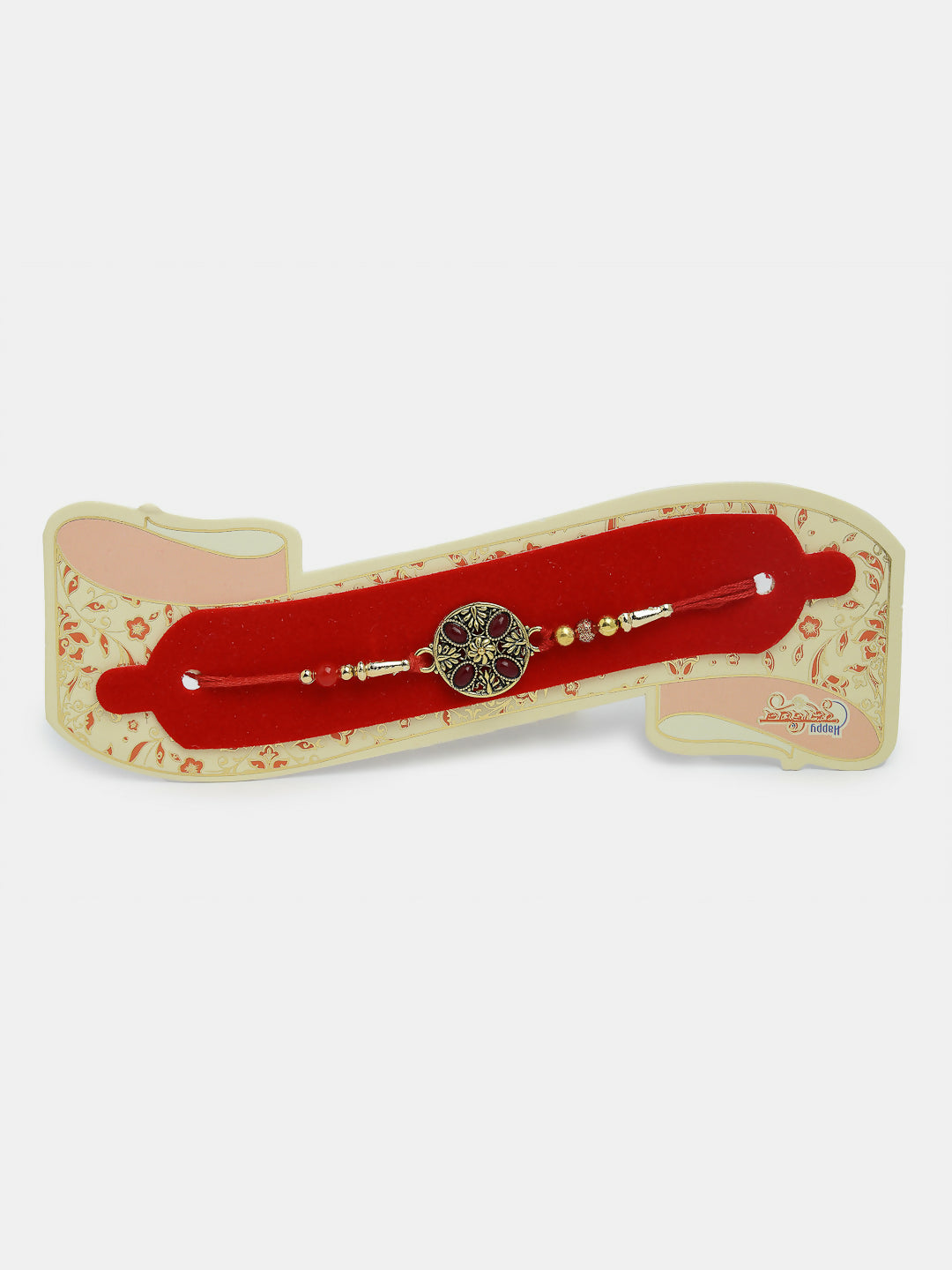 NVR Men Set of 4 Multicolor Stone-Studded Rakhi With Roli Chawal & Chocolate